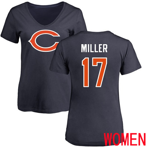 Chicago Bears Navy Blue Women Anthony Miller Name and Number Logo NFL Football #17 T Shirt->nfl t-shirts->Sports Accessory